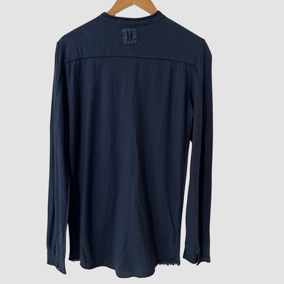 Hannes Roether Navy Blue Long Sleeve Button Up Top M ($270) - Picture 2 of 8
